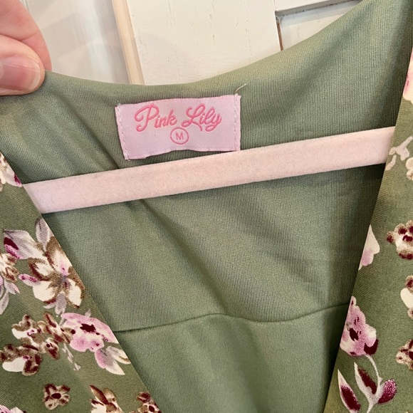 Pink Lily Green Floral Maxi Dress - Picture 3 of 4